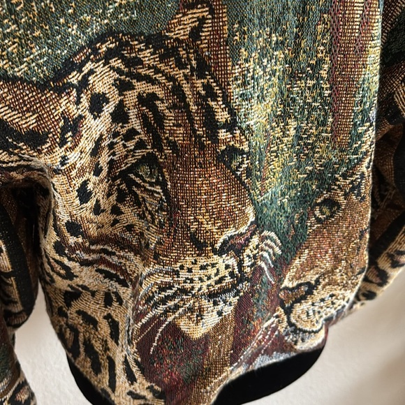 Vintage Paco Soler Tapestry Leopard Animal Print Jacket Size S/M - Picture 3 of 11